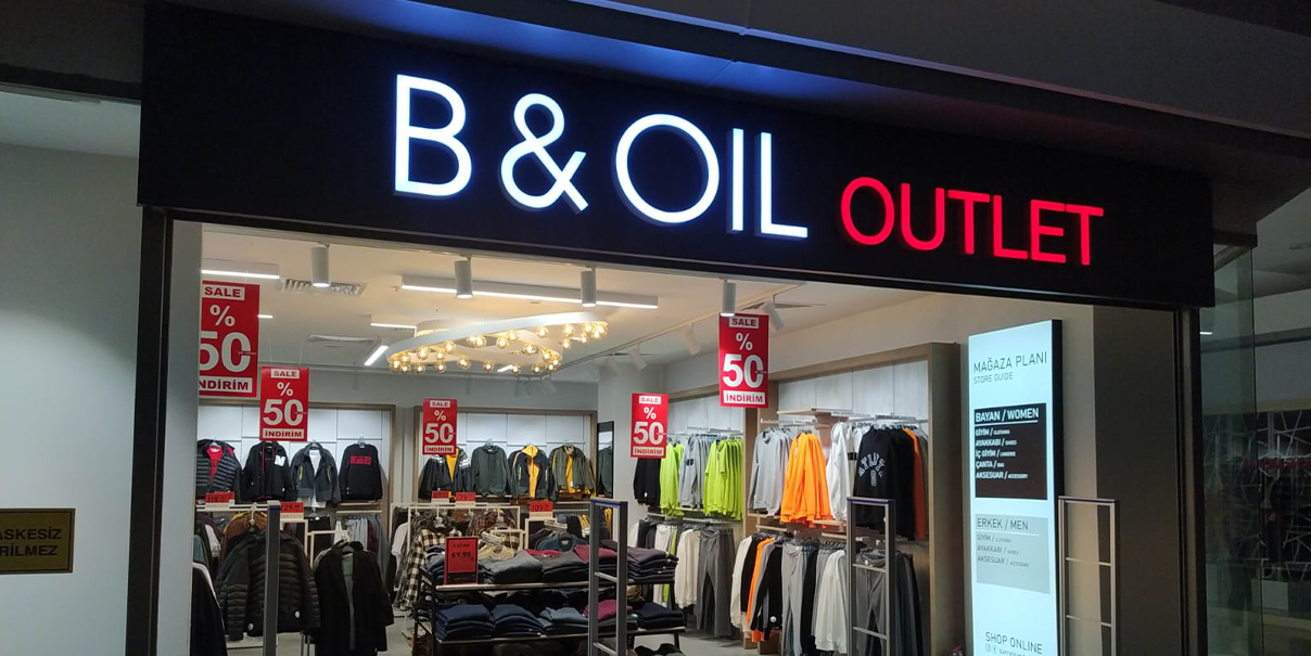 B&Oil Mağaza Cephe Işıklı Kutu Harf Tabela Uygulaması